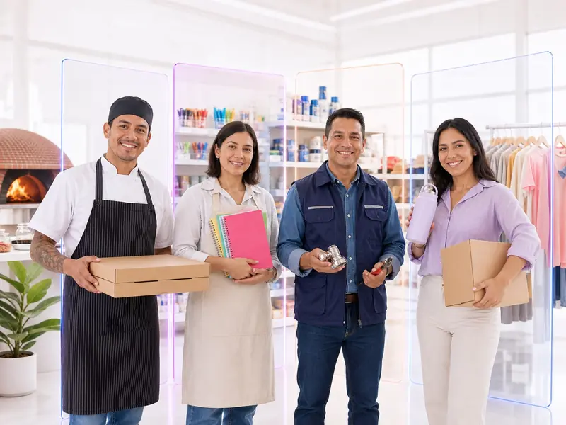 Dueños de restaurante, papelería, ferretería y comercio digital